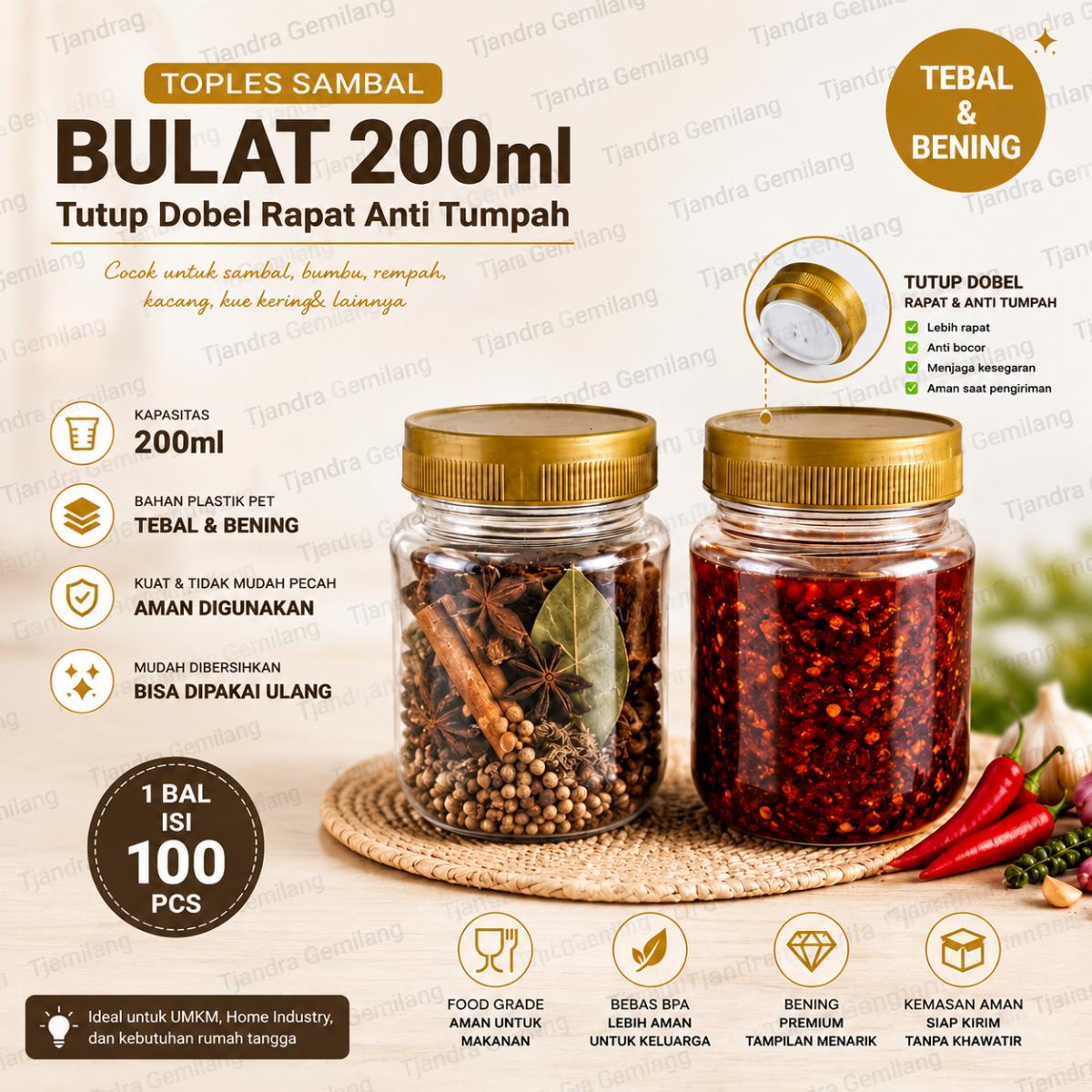 TOPLES SAMBAL 200ML BULAT @100PCS