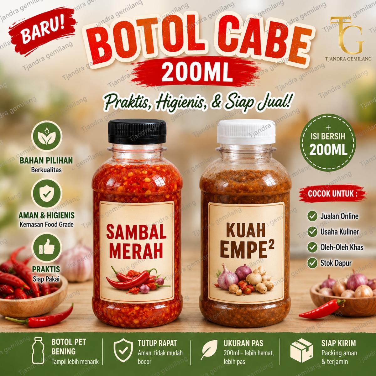 BOTOL CABE 200ML@100BTL