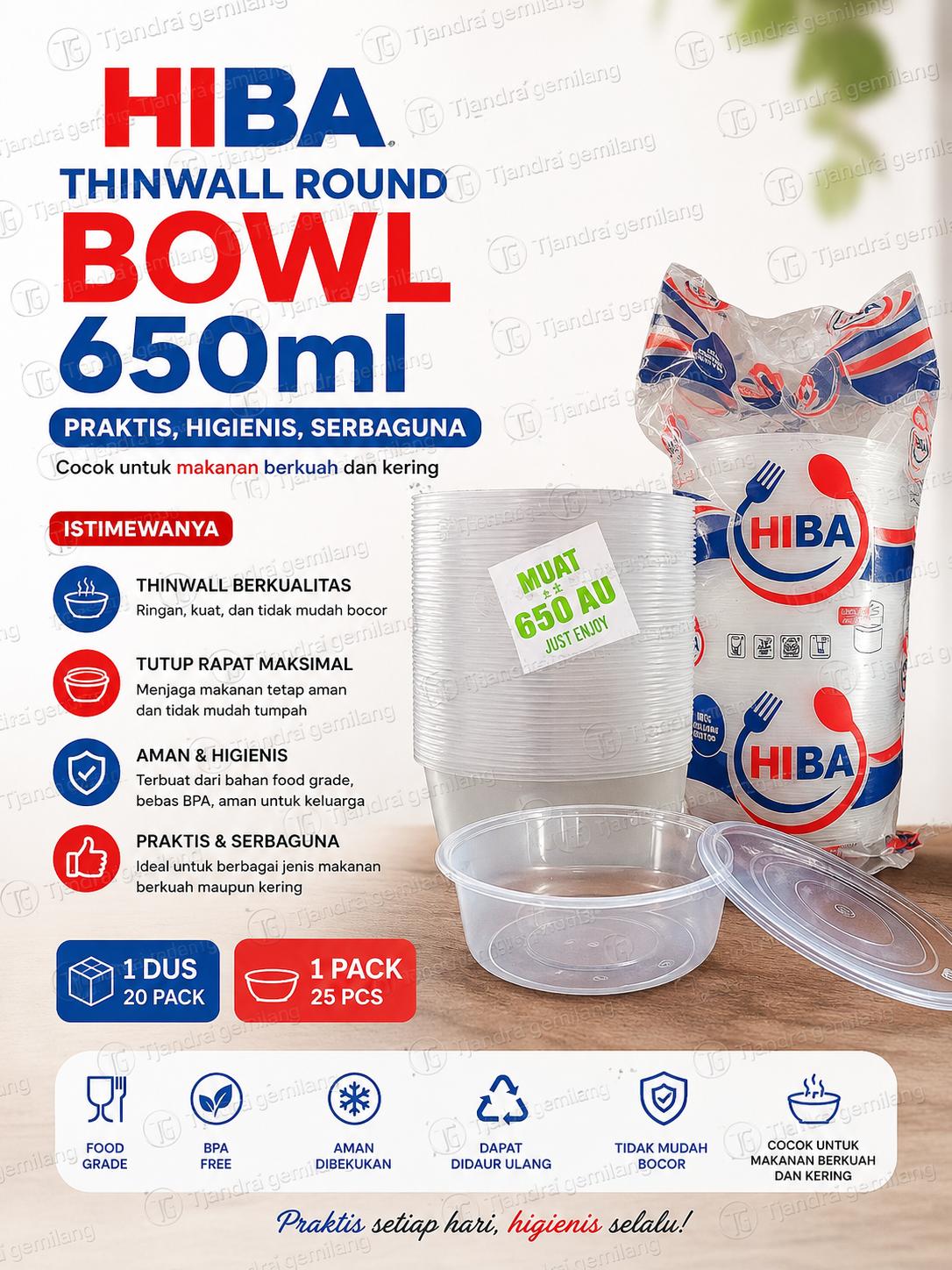 TW HIBA ROUND BOWL 650ML @20PAK