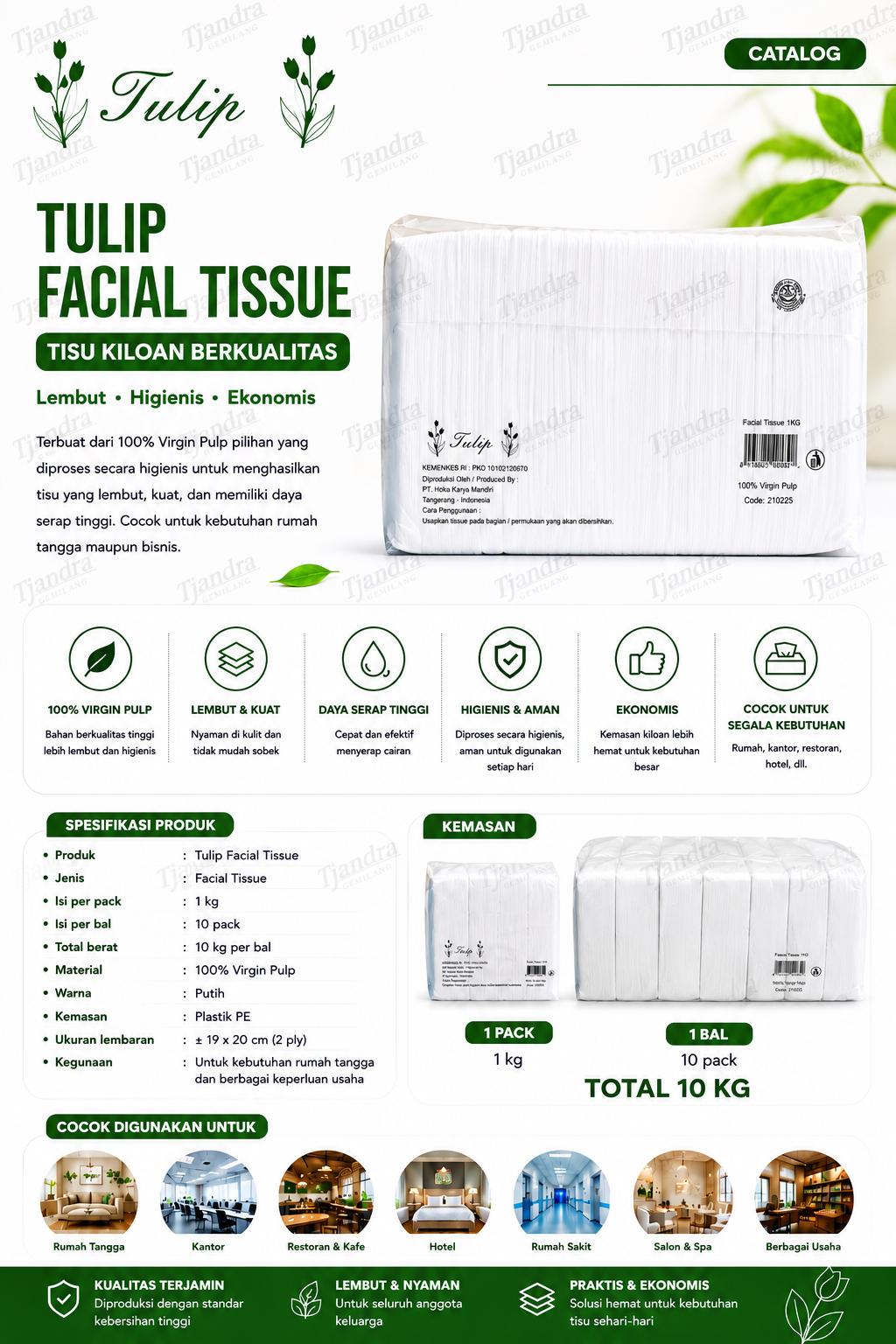 Tisu facial Tulip 1kg @10kg