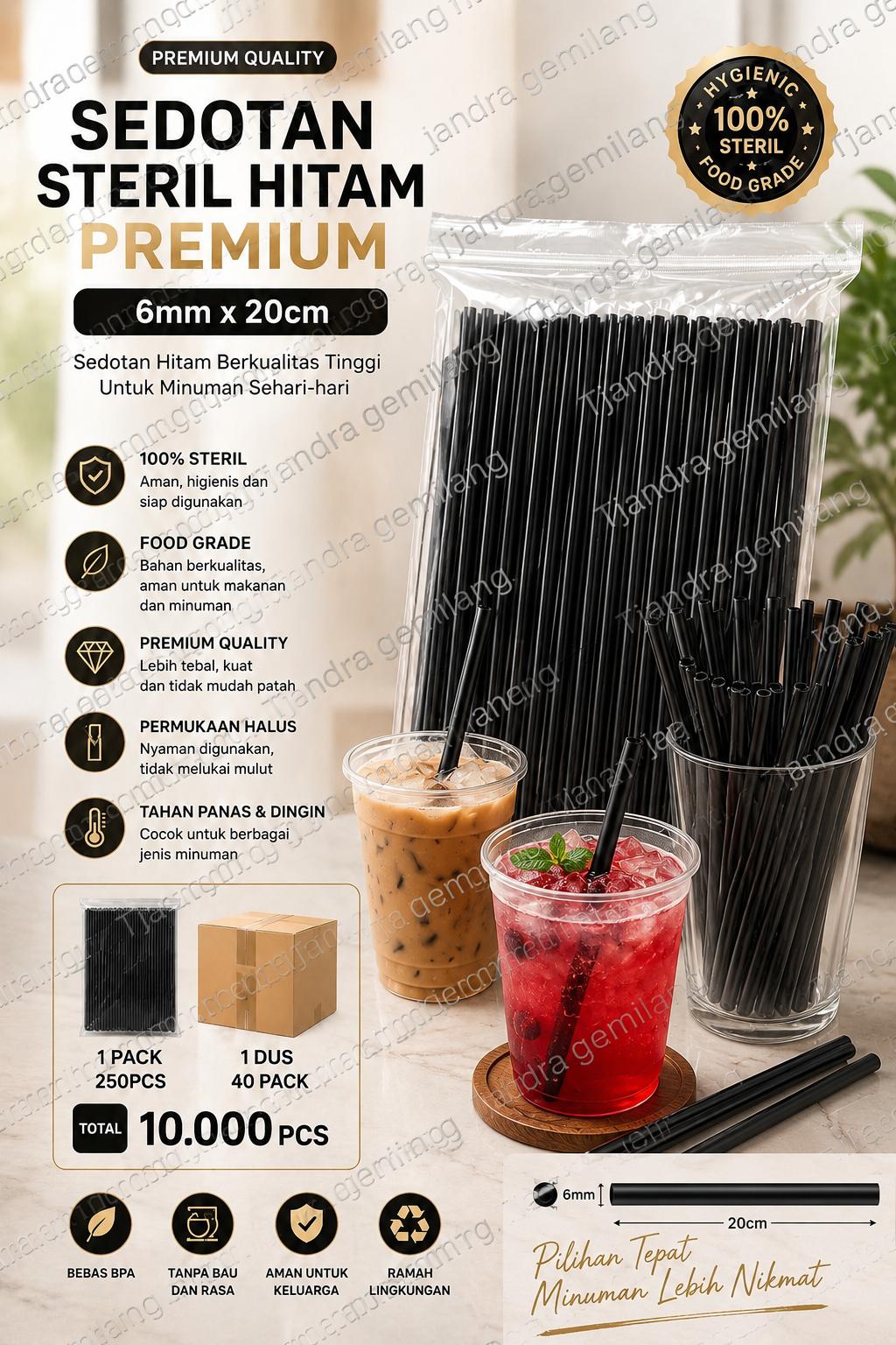 SEDOTAN STERIL HITAM 6/20 @40 PAK