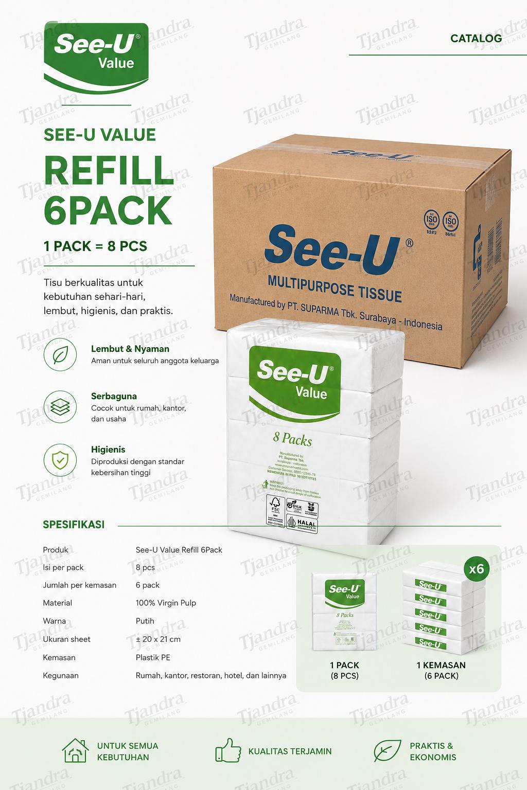 Tisu See U Pop Up Refil @6 pak