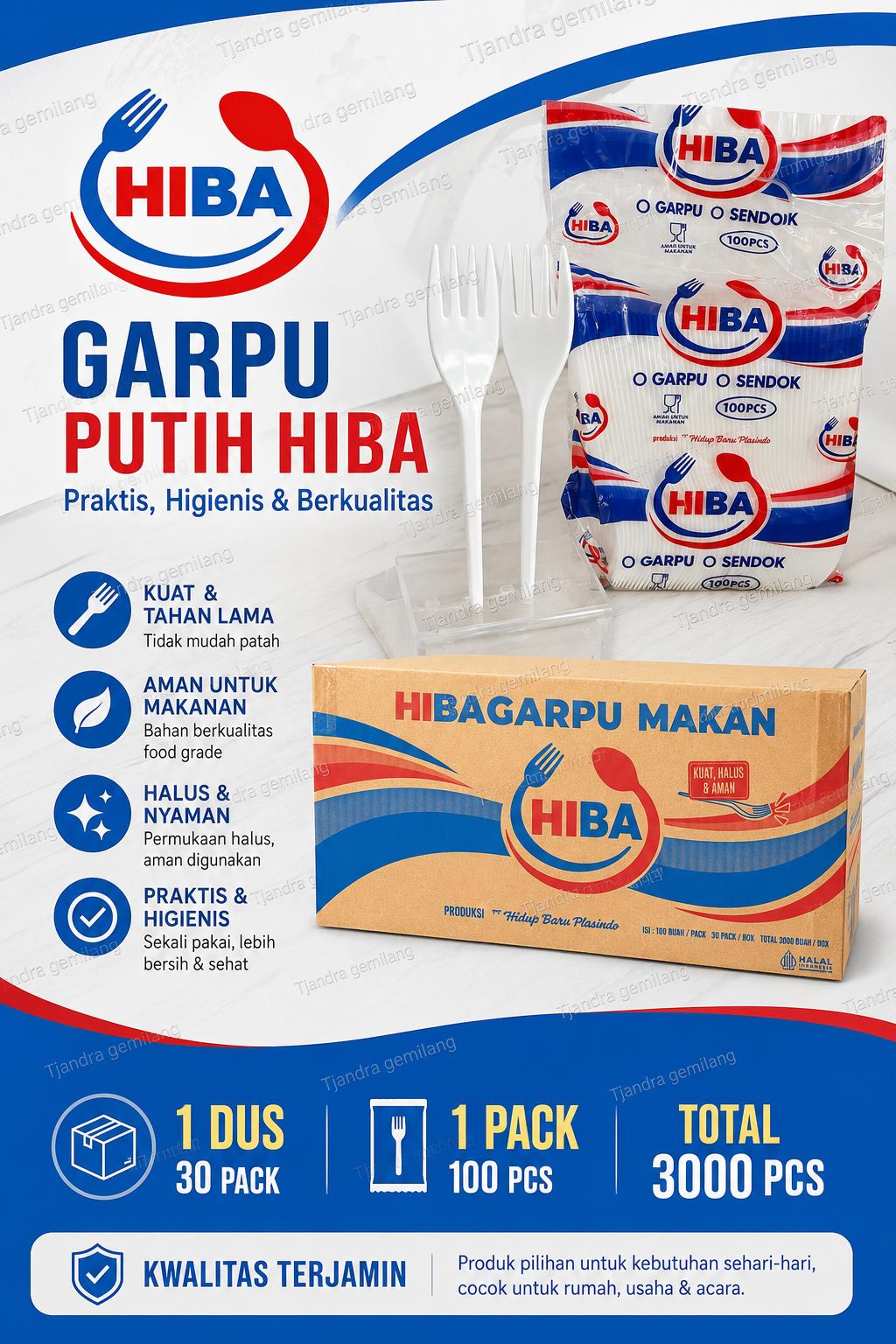 HIBA GARPU PUTIH 100PCS @30PACK